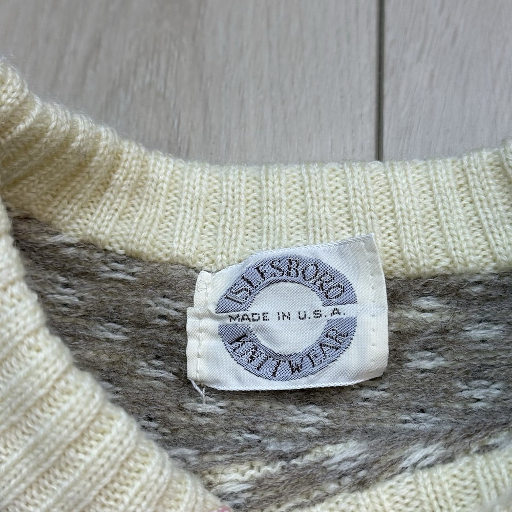 VTG Shetland Knitwear Wool Sweater Womens‎ S Deer Nordic Fair Isle USA Winter - Picture 5 of 8